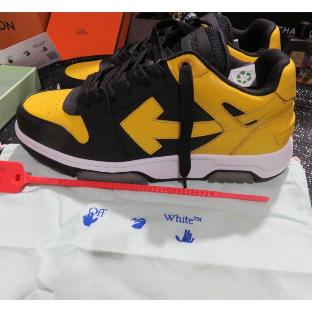 SOLD! Off White Virgil Abloh Out of office Sneakers Yellow Italian calf leather - Picture 1 of 16